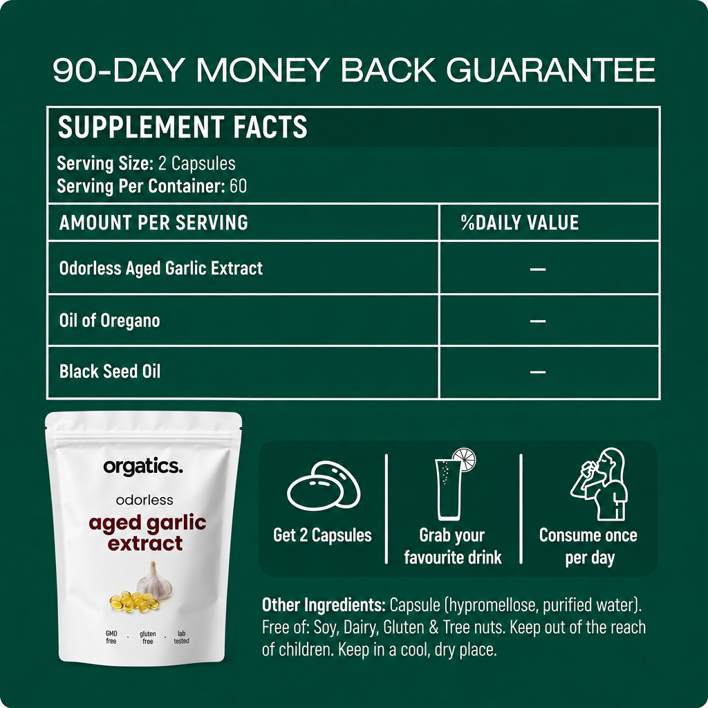 ORGATICS AGED GARLIC EXTRACT - FOR HEMORRHOIDS SUPPORT