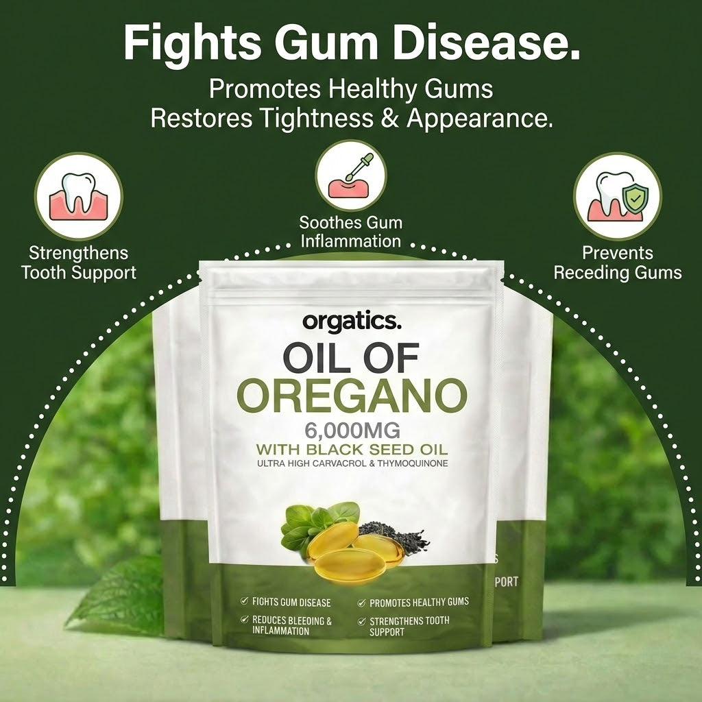 ORGATICS OREGANO & BLACK SEED OIL - ELIMINATES GUM DISEASE