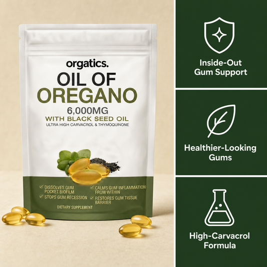 ORGATICS OREGANO & BLACK SEED OIL - ELIMINATES GUM DISEASE
