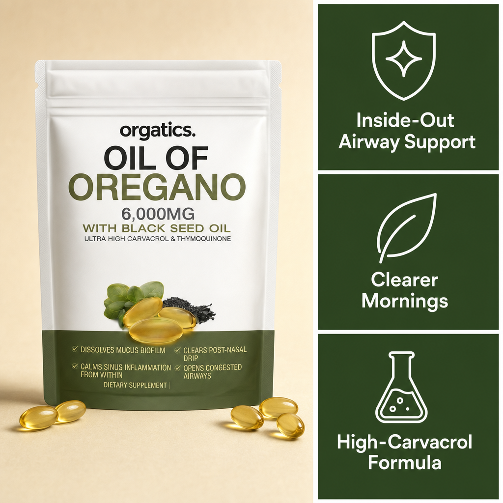 ORGATICS OREGANO & BLACK SEED OIL — CLEARS CHRONIC MUCUS BUILDUP
