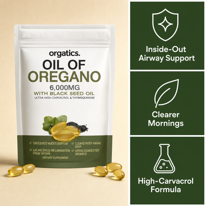 ORGATICS OREGANO & BLACK SEED OIL — CLEARS CHRONIC MUCUS BUILDUP