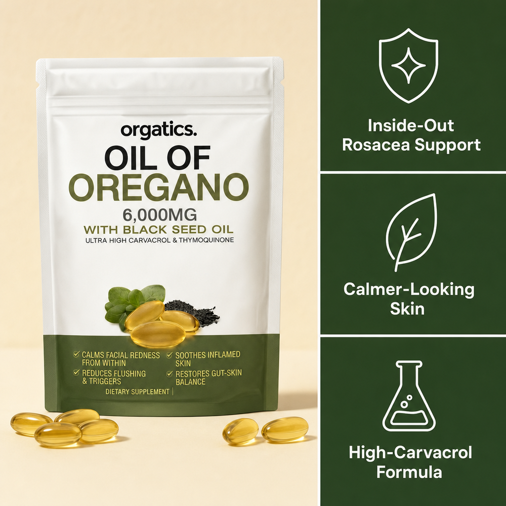ORGATICS OREGANO & BLACK SEED OIL - CALMS ROSACEA FROM THE INSIDE OUT