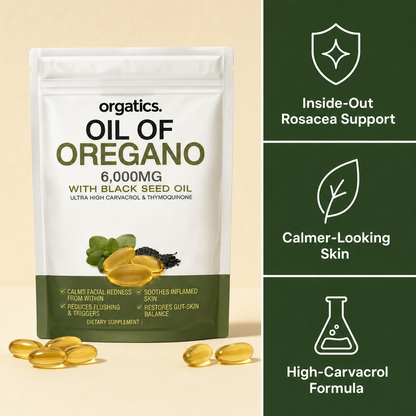 ORGATICS OREGANO & BLACK SEED OIL - CALMS ROSACEA FROM THE INSIDE OUT