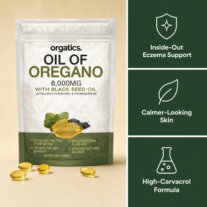 ORGATICS OREGANO & BLACK SEED OIL - CALMS ECZEMA FROM THE INSIDE OUT