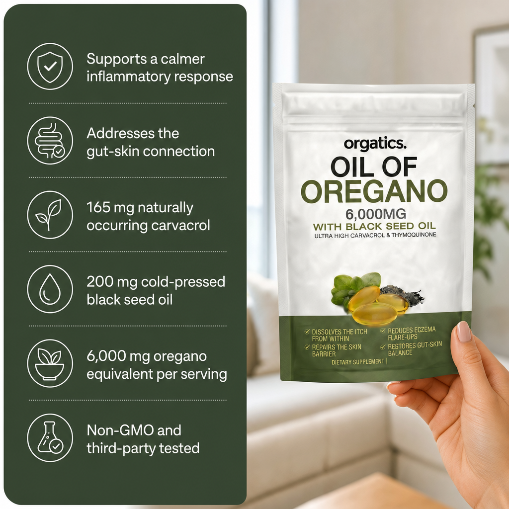 ORGATICS OREGANO & BLACK SEED OIL - CALMS ECZEMA FROM THE INSIDE OUT