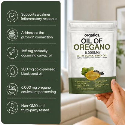 ORGATICS OREGANO & BLACK SEED OIL - CALMS ECZEMA FROM THE INSIDE OUT