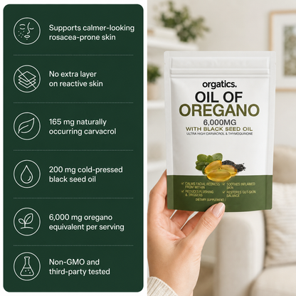 ORGATICS OREGANO & BLACK SEED OIL - CALMS ROSACEA FROM THE INSIDE OUT