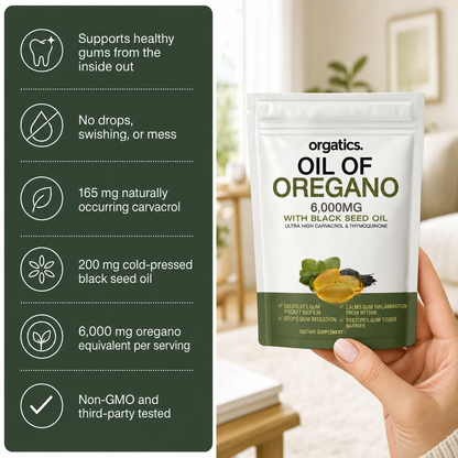 ORGATICS OREGANO & BLACK SEED OIL - ELIMINATES GUM DISEASE