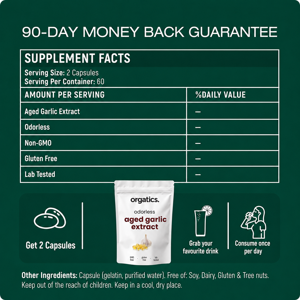 ORGATICS ODORLESS AGED GARLIC EXTRACT - FOR SPIDER VEINS SUPPORT