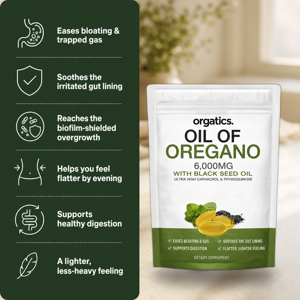 ORGATICS OREGANO & BLACK SEED OIL - FOR A FLATTER, LIGHTER FEELING