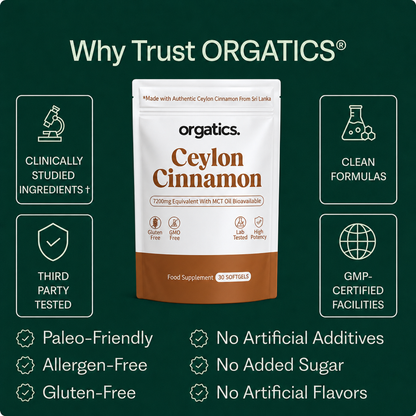 ORGATICS CEYLON CINNAMON & MCT OIL - FOR WHITE TONGUE / RED PALATE UNDER DENTURES SUPPORT