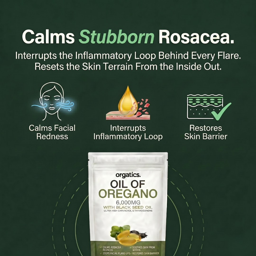ORGATICS OREGANO & BLACK SEED OIL - CALMS ROSACEA FROM THE INSIDE OUT