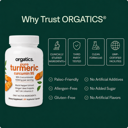 ORGATICS TURMERIC CURCUMIN - FOR JOINT PAIN / CHRONIC INFLAMMATION ANGLE SUPPORT