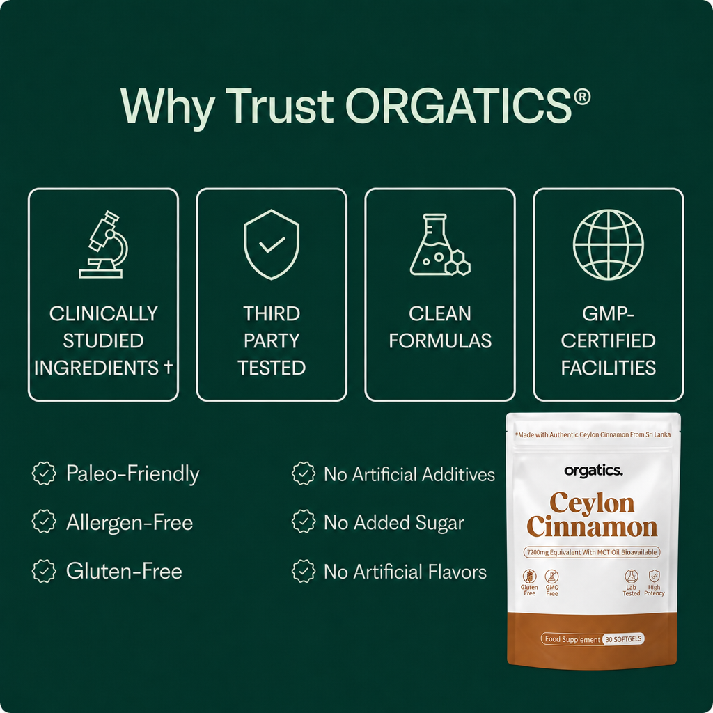 ORGATICS CEYLON CINNAMON & MCT OIL - FOR SUGAR BELLY SUPPORT