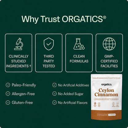ORGATICS CEYLON CINNAMON & MCT OIL - FOR SUGAR BELLY SUPPORT