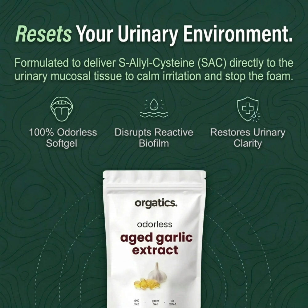 ORGATICS ODORLESS AGED GARLIC EXTRACT — CLEARS FOAMY URINE FROM THE INSIDE OUT
