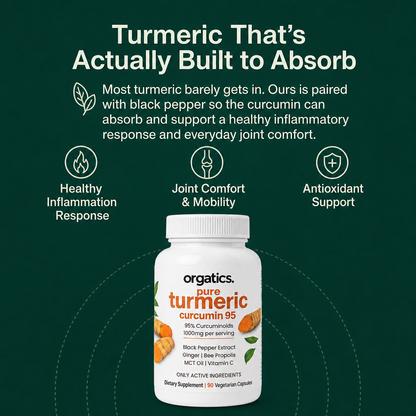 ORGATICS TURMERIC CURCUMIN - FOR JOINT PAIN / CHRONIC INFLAMMATION ANGLE SUPPORT
