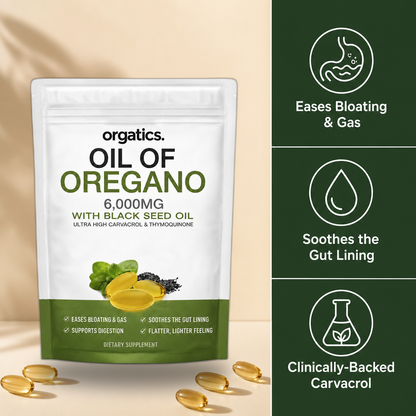 ORGATICS OREGANO & BLACK SEED OIL - FOR A FLATTER, LIGHTER FEELING