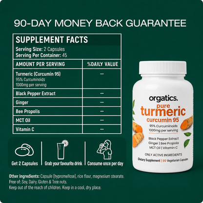ORGATICS TURMERIC CURCUMIN - FOR JOINT PAIN / CHRONIC INFLAMMATION ANGLE SUPPORT