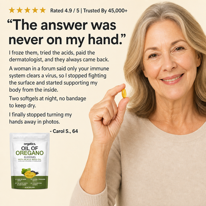 ORGATICS OREGANO & BLACK SEED OIL - FOR HAND WARTS & IMMUNE SUPPORT