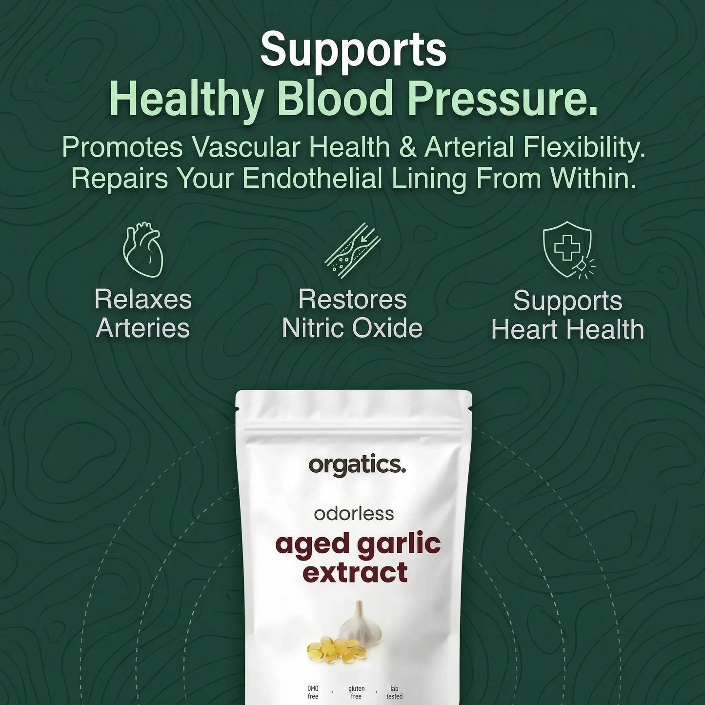 ORGATICS ODORLESS AGED GARLIC EXTRACT — SUPPORTS HEALTHY BLOOD PRESSURE & VASCULAR FUNCTION