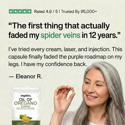 ORGATICS OREGANO & BLACK SEED OIL - FADES SPIDER VEINS