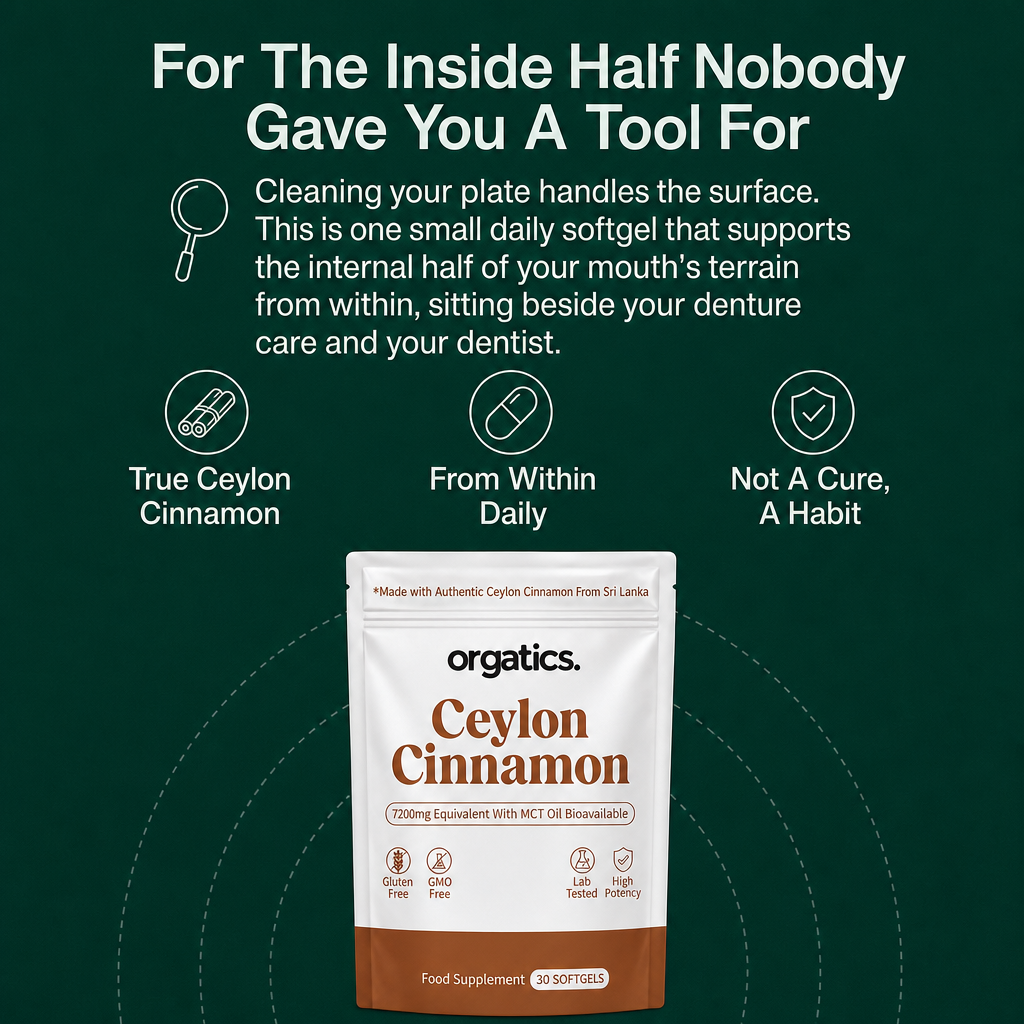 ORGATICS CEYLON CINNAMON & MCT OIL - FOR WHITE TONGUE / RED PALATE UNDER DENTURES SUPPORT