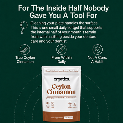 ORGATICS CEYLON CINNAMON & MCT OIL - FOR WHITE TONGUE / RED PALATE UNDER DENTURES SUPPORT