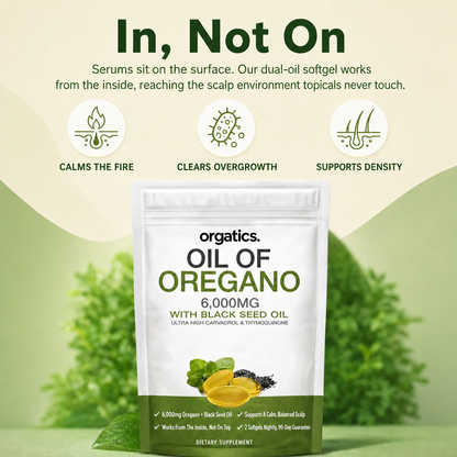 ORGATICS OREGANO & BLACK SEED OIL - FOR ALOPECIA & THINNING HAIR - SCALP SUPPORT