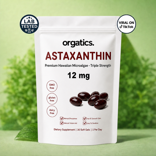 ORGATICS ASTAXANTHIN 12MG - FOR SKIN FROM THE INSIDE / "INTERNAL SUNSCREEN" SUPPORT