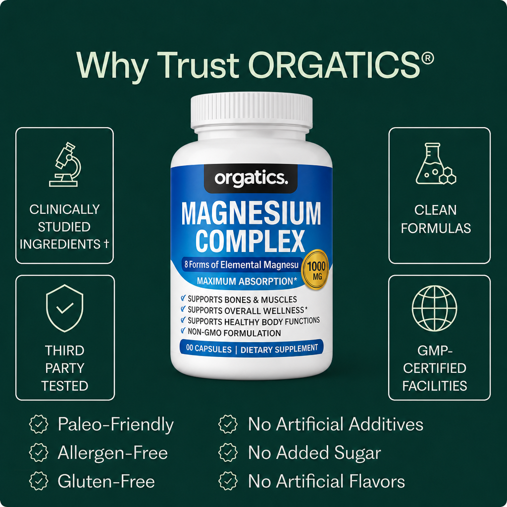 ORGATICS FULL-SPECTRUM MAGNESIUM COMPLEX - FOR ANXIETY/CALM/STRESS/SLEEP SUPPORT