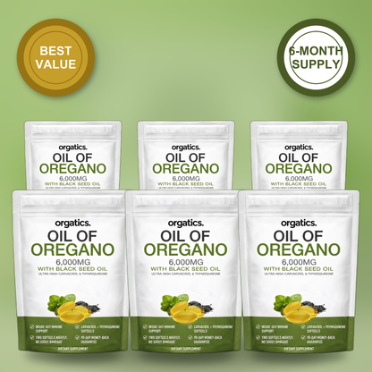 Orgatics Oil of Oregano - 6 Bag Bundle, 6-Month Supply, Best Value